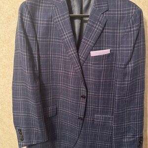 Ralph Lauren Navy Checkered Blazer Light Wool. (Gs)